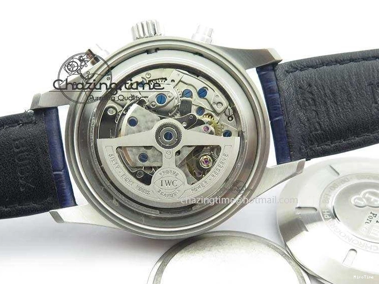 MIROTIME 0723 Pilot Chrono SS IW387809 ZF 1:1 Best Edition Silver Dial Blue Numbers On Blue Leather Strap A Lightweight 7263